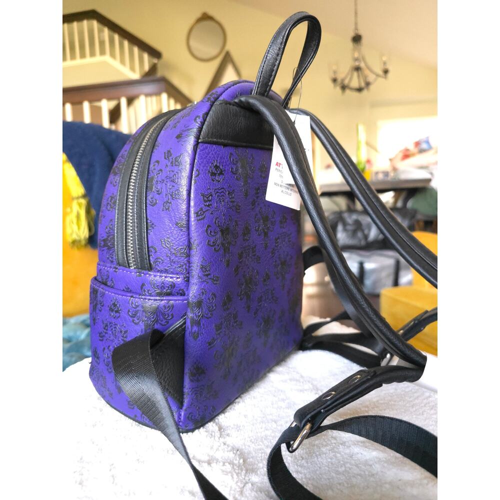 NWT Loungefly Disney Haunted Mansion Purple Wallpaper Backpack - Picture 4 of 6